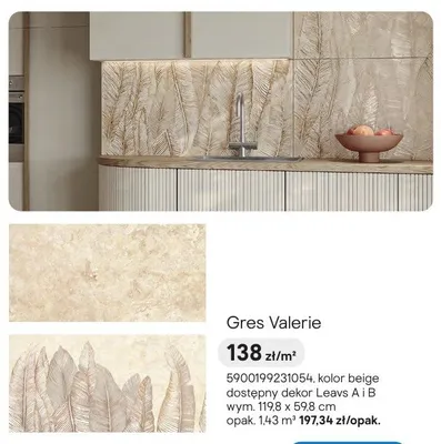 Gres Tubądzin Valerie dekor Leavs B 119,8x59,8cm promocja w Castorama