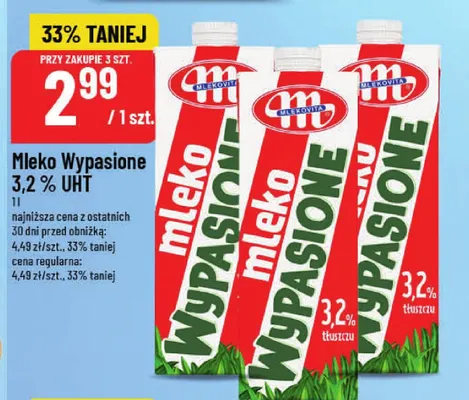 Mleko UHT Wypasione Mlekovita 3,2% promocja w POLOmarket