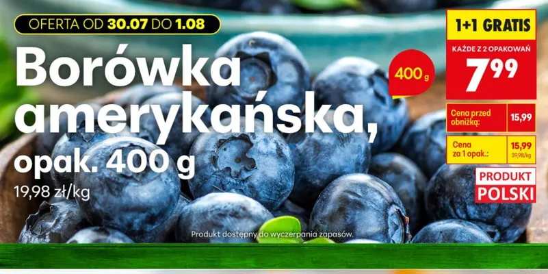 Borówka amerykańska polska promocja w Biedronka