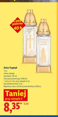 Znicz Tryptyk 26 cm promocja w Lidl