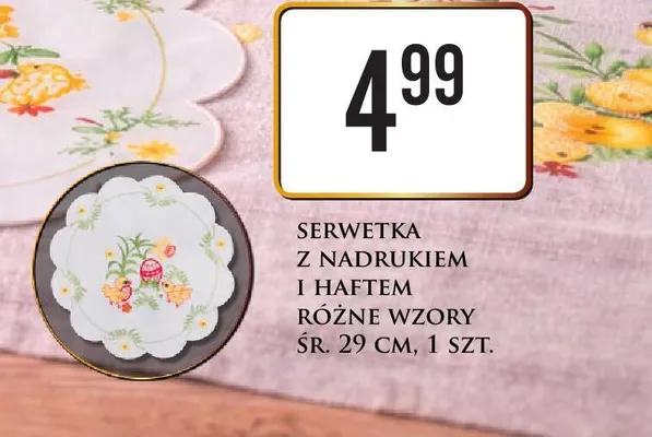 Serwetka z nadrukiem i haftem różne wzory Dino promocja w Dino