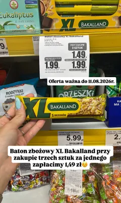Baton zbożowy Bakalland XL 5 orzechów promocja w Dino