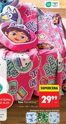 Koc flanelowy wym.: 130x160cm promocja w Biedronka