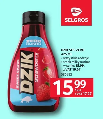 Sos zero milky nutbar Dzik promocja w Selgros