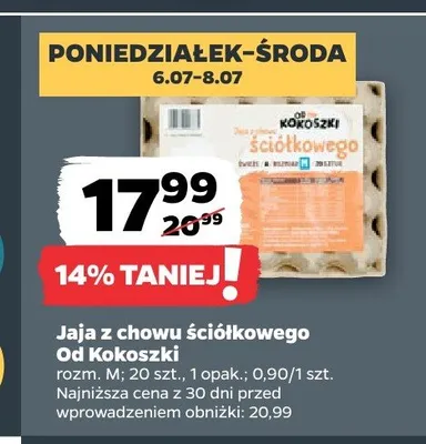 Jaja z chowu ściółkowego Od Kokoszki promocja w Netto