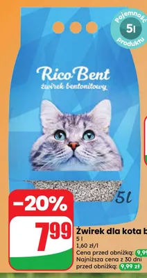 Żwirek dla kota bentonitowy Rico Bent promocja w Dino