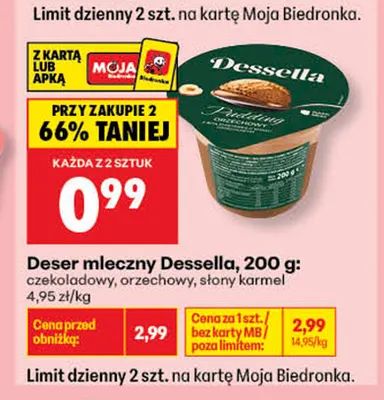 Deser mleczny Dessella czekoladowy promocja w Biedronka