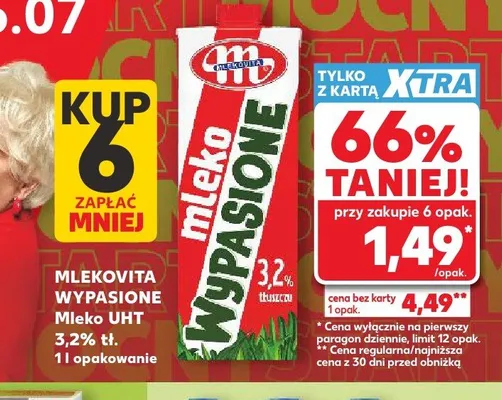 Mleko UHT 3,2% Mlekovita Wypasione promocja w Kaufland