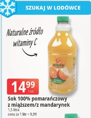 Sok 100% pomarańczowy z miąższem/z mandarynek promocja w Leclerc