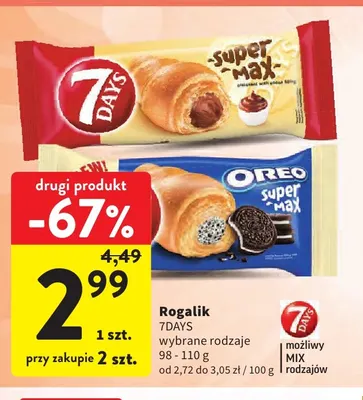 Rogalik 7Days Super Max z kremem kakaowym promocja w Intermarche