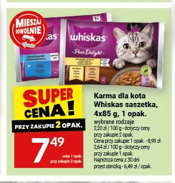 Karma dla kota Whiskas saszetka 4-pak 85g promocja w Twój Market