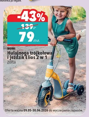 Hulajnoga trójkołowa i jeździk Elios 2 w 1 MOMI żółta promocja w Biedronka
