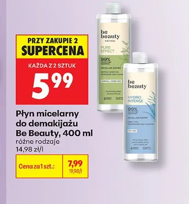 Płyn micelarny do demakijażu Be Beauty Pure Effect promocja w Biedronka