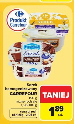 Serek homogenizowany Carrefour Mleczny Przystanek stracciatella promocja w Carrefour