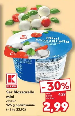Ser Mozzarella mini classic promocja w Kaufland