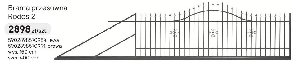 Brama przesuwna Rodos 2 prawa promocja w Castorama