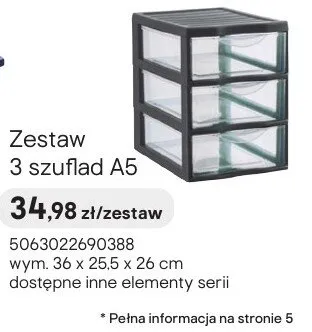 Zestaw 3 szuflad A5 promocja w Castorama