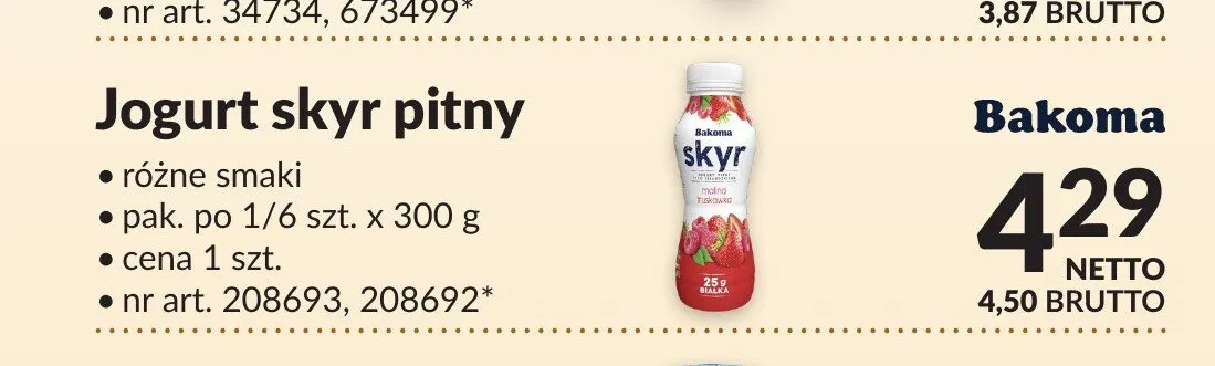 Jogurt skyr pitny Bakoma promocja w Makro