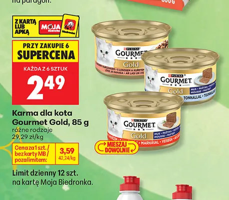 Karma dla kota Gourmet Gold z kurczakiem i łososiem promocja w Biedronka