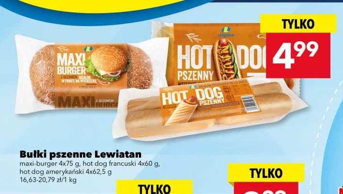 Bułki pszenne Lewiatan hot dog amerykański 4-pak promocja w LEWIATAN