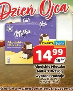 Alpejskie Mleczko Milka promocja w Delfin