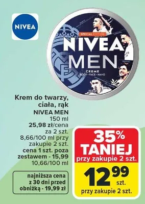 Krem do twarzy, ciała, rąk Nivea Men promocja w Carrefour Market