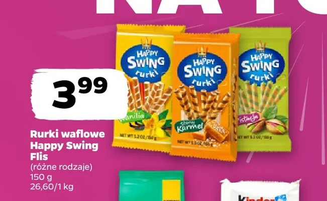 Rurki waflowe Happy Swing Flis pistacjowe promocja w Netto