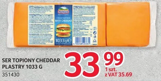Ser topiony Cheddar plastry Hochland 1033g promocja w Selgros