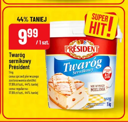 Twaróg sernikowy Président promocja w POLOmarket