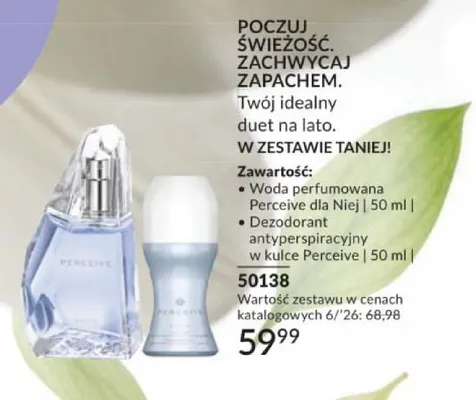 Zestaw Perceive dla Niej: Woda perfumowana 50ml, Dezodorant antyperspiracyjny w kulce 50ml promocja w AVON