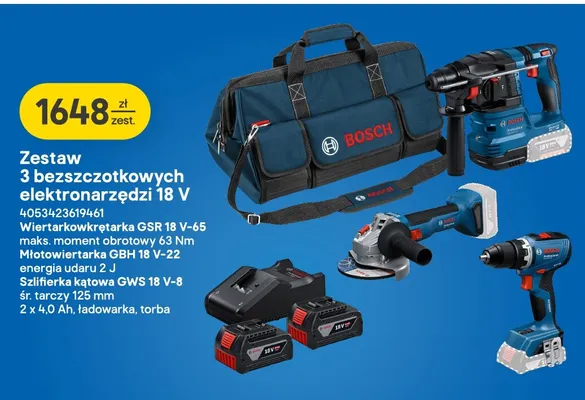 Zestaw 3 bezszczotkowych elektronarzędzi Bosch promocja w Castorama