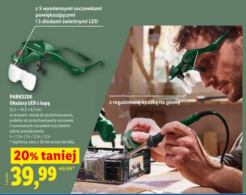 Okulary LED z lupą PARKSIDE promocja w Lidl