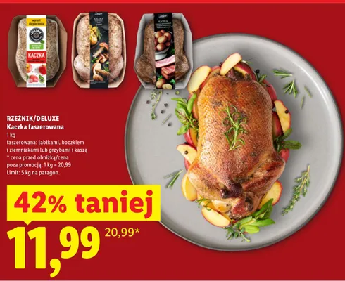 Kaczka faszerowana: jabłkami, boczkiem i ziemniakami lub grzybami i kaszą promocja w Lidl