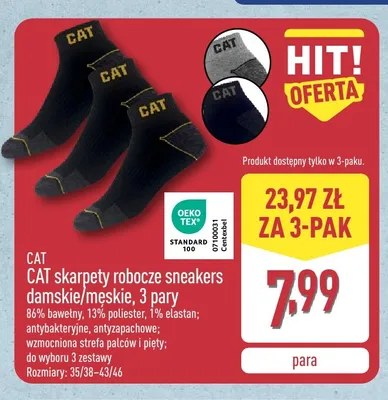 Skarpety robocze sneakers damskie męskie CAT 3-pak promocja w Aldi
