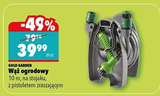 Wąż ogrodowy 10m, na stojaku, z pistoletem zraszającym promocja w Biedronka