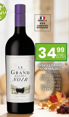 Wino czerwone Le Grand Noir Malbec promocja w Twój Market