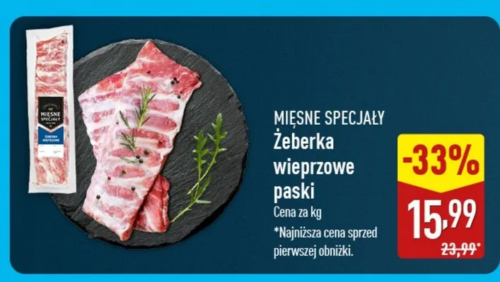 Żeberka wieprzowe paski promocja w Aldi