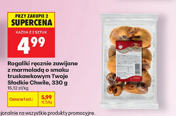 Rogaliki ręcznie zawijane z marmoladą o smaku truskawkowym Twoje Słodkie Chwile promocja w Biedronka