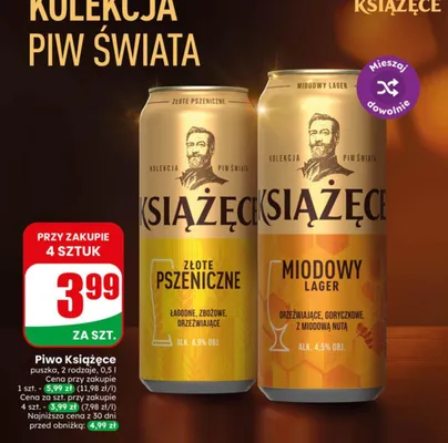 Piwo Książęce Złote Pszeniczne puszka promocja w Dino