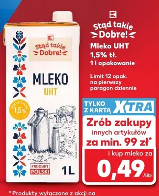Mleko UHT 1,5% promocja w Kaufland