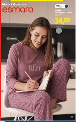 Piżama damska z bawełny Esmara promocja w Lidl