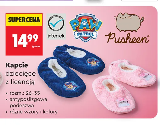 Kapcie dziecięce z licencją promocja w Biedronka