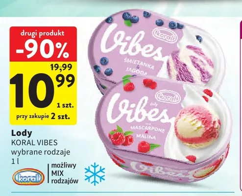 Lody śmietanka jagoda Vibes promocja w Intermarche