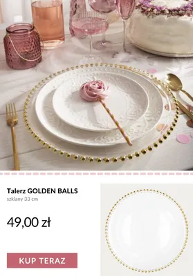 Talerz GOLDEN BALLS szklany 33cm promocja w Homla