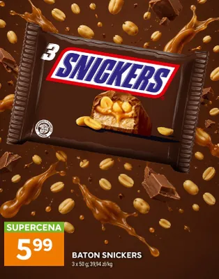 Baton Snickers 3-pak promocja w Stokrotka