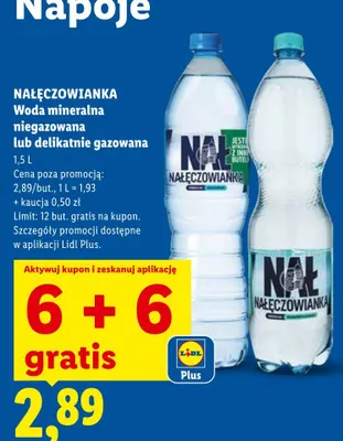 Woda mineralna niegazowana Nałęczowianka promocja w Lidl