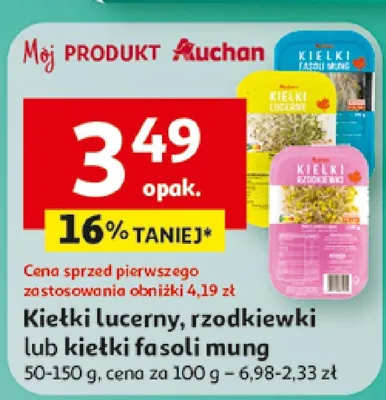 Kiełki lucerny, rzodkiewki lub kiełki fasoli mung promocja w Auchan