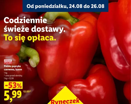 Papryka czerwona luzem polska promocja w Lidl