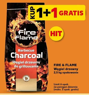 Węgiel drzewny do grillowania Fire & Flame promocja w Kaufland