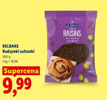 Rodzynki sułtanki Belbake promocja w Lidl